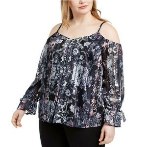 INC Cordelia Pattern Printed Blouse Plus Size 2X